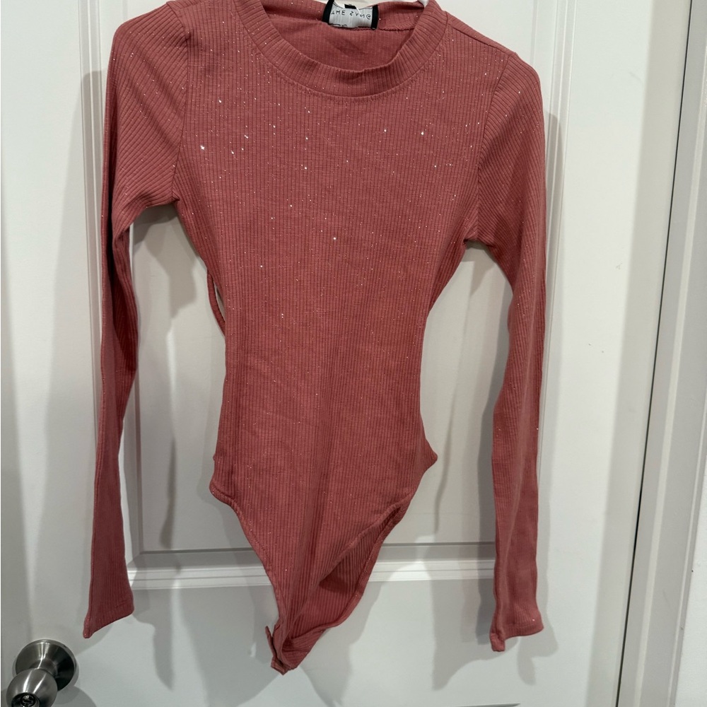 Women's Pink Long Sleeve Bodysuit